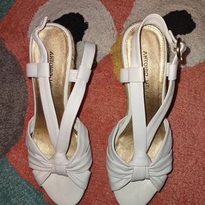 Gianni bini leather strap wedge heels 7M